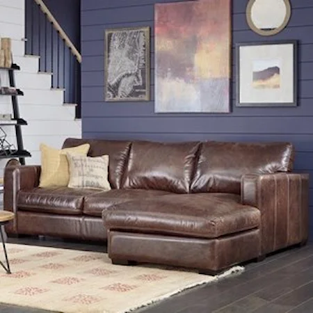 Casual Sectional Sofa with Track Arms and Chaise